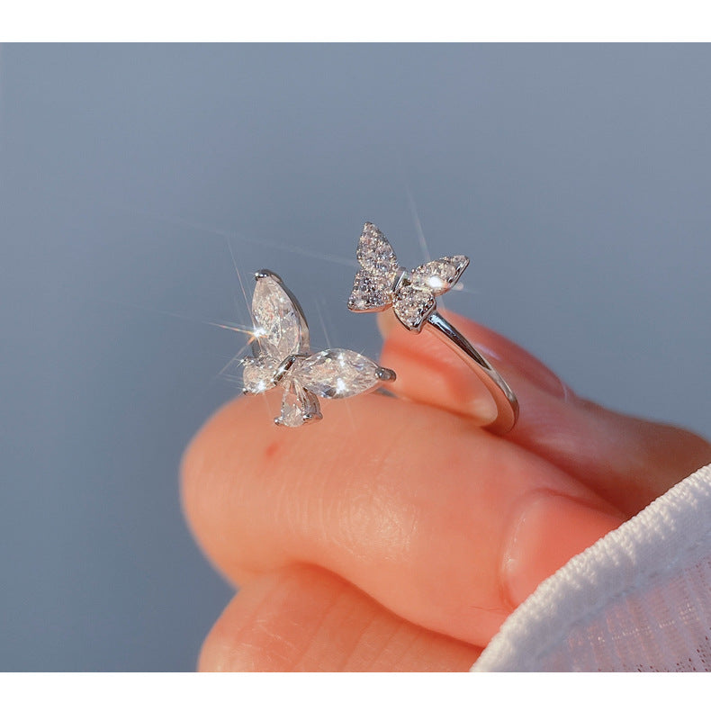 S925 Sterling Silver Butterfly Ring for Women