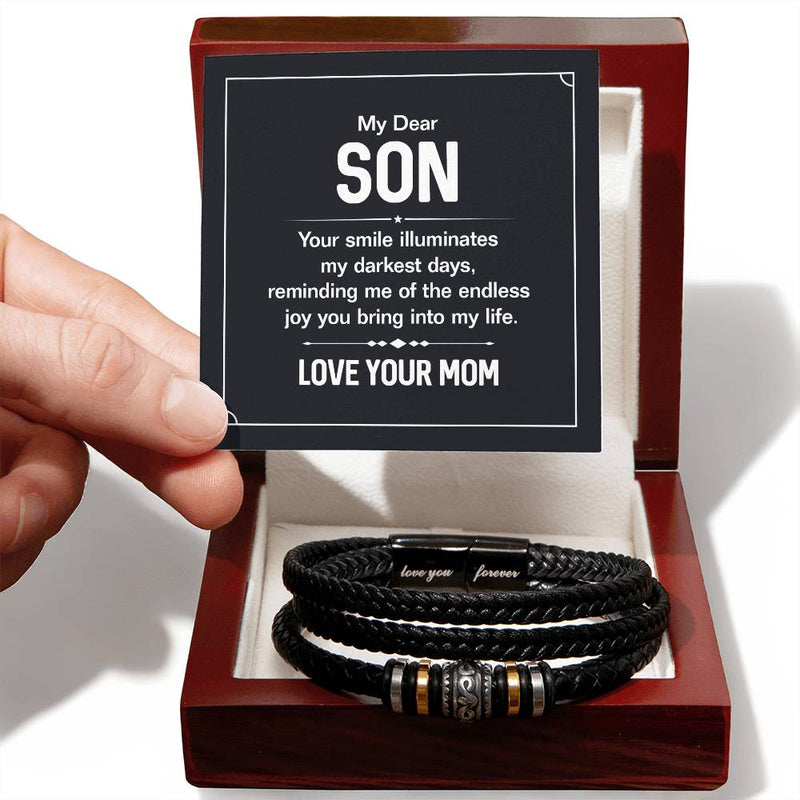To My Son - Mens Leather Bracelet